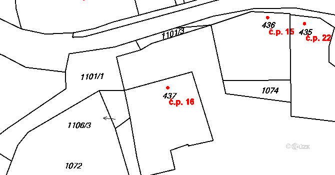 Vítovice 16, Hořepník na parcele st. 437 v KÚ Hořepník, Katastrální mapa