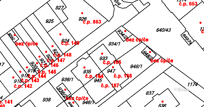 Prosek 165, Praha na parcele st. 933 v KÚ Prosek, Katastrální mapa