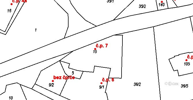 Chramosty 7, Dublovice na parcele st. 10 v KÚ Chramosty, Katastrální mapa
