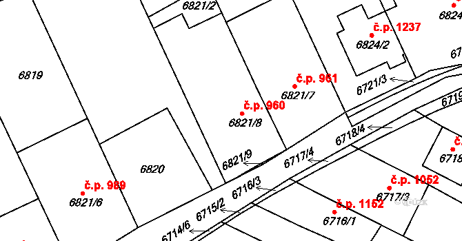 Mutěnice 960 na parcele st. 6821/8 v KÚ Mutěnice, Katastrální mapa
