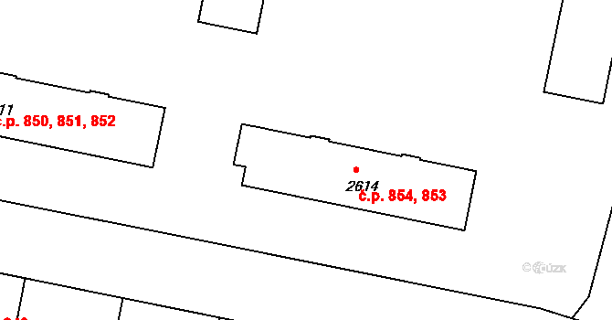České Budějovice 3 853,854, České Budějovice na parcele st. 2614 v KÚ České Budějovice 3, Katastrální mapa