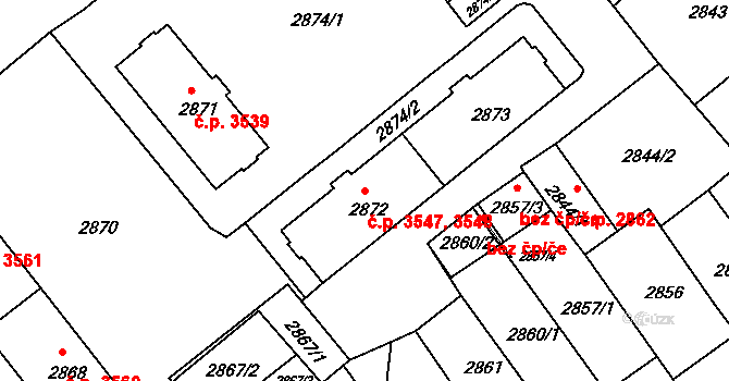 Chomutov 3547,3548 na parcele st. 2872 v KÚ Chomutov II, Katastrální mapa