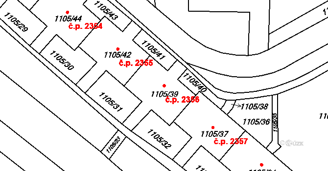 Mizerov 2356, Karviná na parcele st. 1105/39 v KÚ Karviná-město, Katastrální mapa