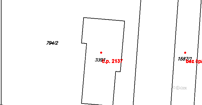 Hořice 2137 na parcele st. 3391 v KÚ Hořice v Podkrkonoší, Katastrální mapa