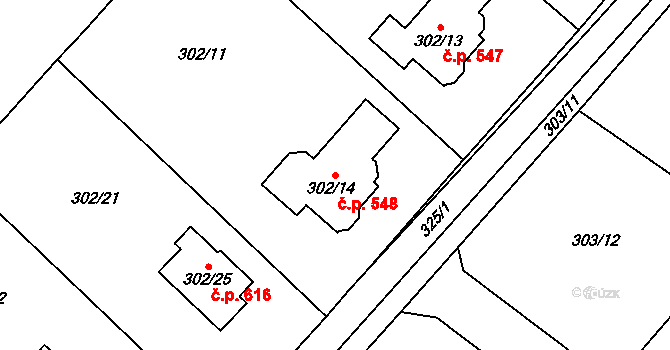 Krmelín 548 na parcele st. 302/14 v KÚ Krmelín, Katastrální mapa