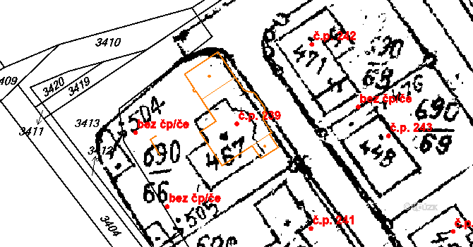 Prosiměřice 239 na parcele st. 467 v KÚ Prosiměřice, Katastrální mapa