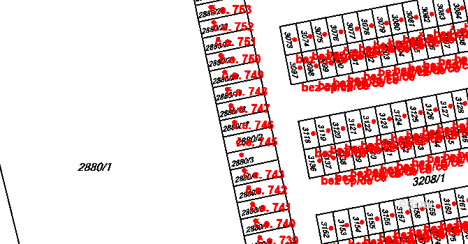 Lutyně 745, Orlová na parcele st. 2880/17 v KÚ Horní Lutyně, Katastrální mapa