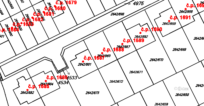 Kuřim 1688 na parcele st. 2642/960 v KÚ Kuřim, Katastrální mapa
