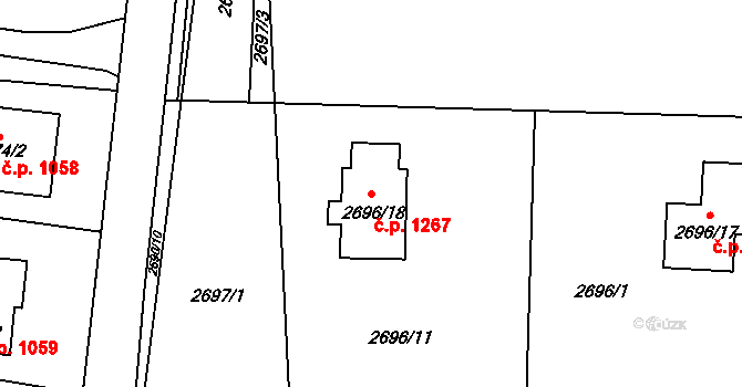 Dětmarovice 1267 na parcele st. 2696/18 v KÚ Dětmarovice, Katastrální mapa