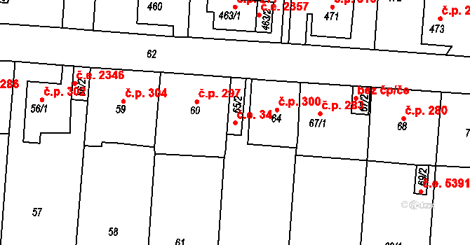 Střekov 34, Ústí nad Labem na parcele st. 65/2 v KÚ Střekov, Katastrální mapa
