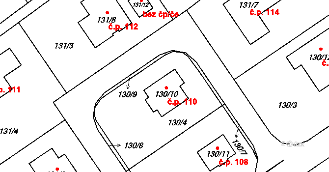 Stradov 110, Chlumec na parcele st. 130/10 v KÚ Stradov u Chabařovic, Katastrální mapa