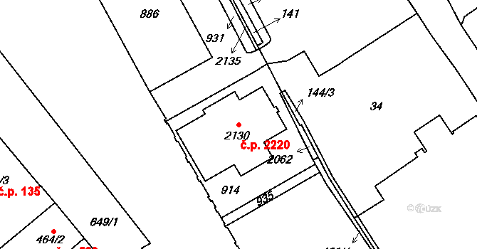Nový Jičín 2220 na parcele st. 2130 v KÚ Nový Jičín-Horní Předměstí, Katastrální mapa