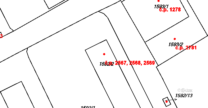 Varnsdorf 2567,2568,2569 na parcele st. 1592/2 v KÚ Varnsdorf, Katastrální mapa