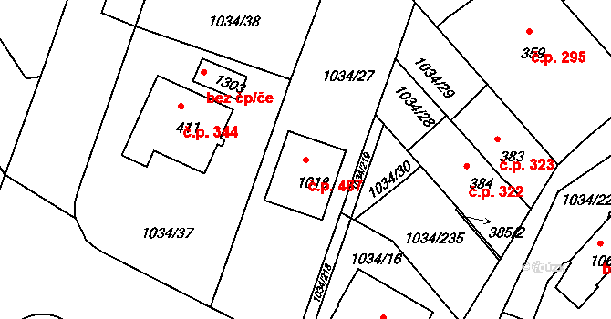 Votice 487 na parcele st. 1018 v KÚ Votice, Katastrální mapa