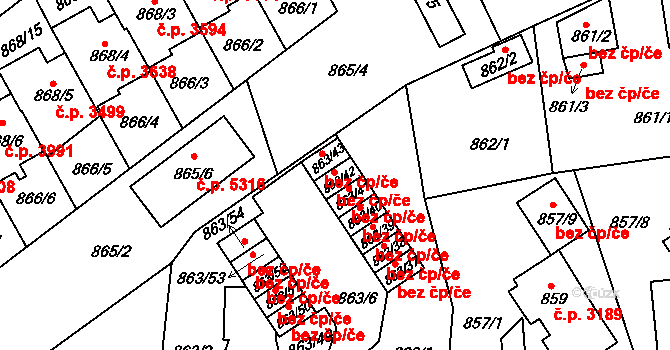 Mšeno nad Nisou 651, Jablonec nad Nisou na parcele st. 863/42 v KÚ Mšeno nad Nisou, Katastrální mapa