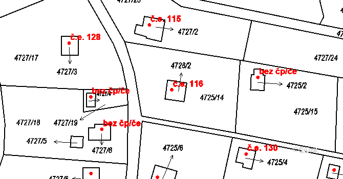 Pražské Předměstí 116, Vysoké Mýto na parcele st. 4728/2 v KÚ Vysoké Mýto, Katastrální mapa