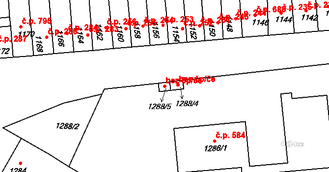 Brno 38791838 na parcele st. 1288/5 v KÚ Tuřany, Katastrální mapa