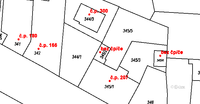 Opava 43795838 na parcele st. 345/2 v KÚ Komárov u Opavy, Katastrální mapa