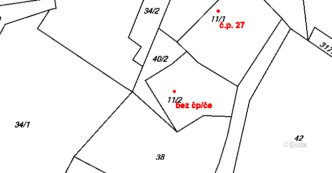 Bor 44026838 na parcele st. 11/2 v KÚ Borovany u Boru, Katastrální mapa