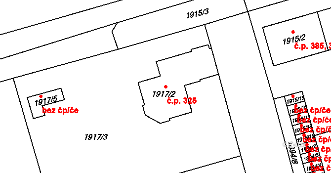 Pražské Předměstí 325, Vysoké Mýto na parcele st. 1917/2 v KÚ Vysoké Mýto, Katastrální mapa