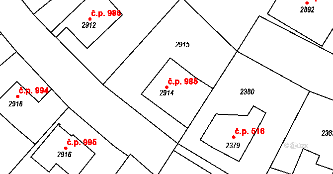 Stonava 985 na parcele st. 2914 v KÚ Stonava, Katastrální mapa