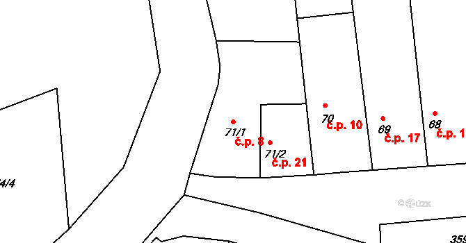Želevčice 8, Slaný na parcele st. 71/1 v KÚ Dolín, Katastrální mapa