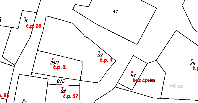 Korycany 1, Neratovice na parcele st. 27 v KÚ Korycany, Katastrální mapa