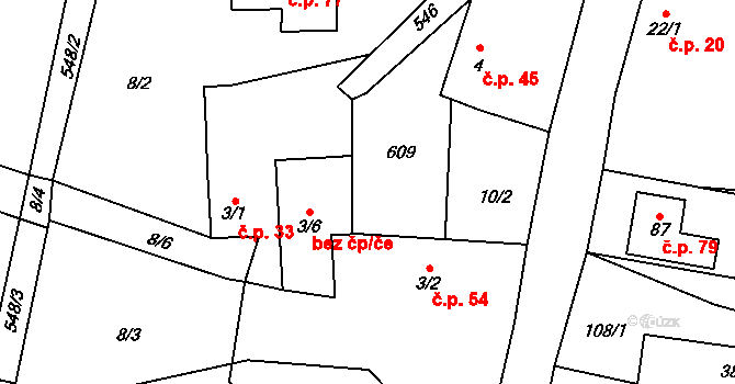 Hoděšovice 64, Býšť na parcele st. 3/3 v KÚ Hoděšovice, Katastrální mapa