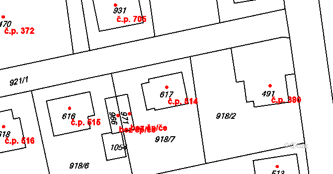 Černovice 514 na parcele st. 617 v KÚ Černovice u Tábora, Katastrální mapa