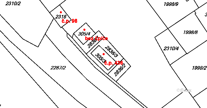 Ledeč nad Sázavou 436 na parcele st. 305/3 v KÚ Ledeč nad Sázavou, Katastrální mapa