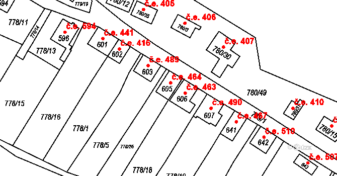 Šťáhlavy 464 na parcele st. 605 v KÚ Šťáhlavy, Katastrální mapa
