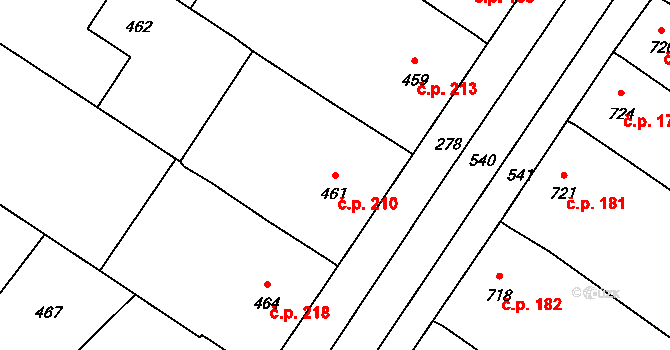 Moravský Žižkov 210 na parcele st. 461 v KÚ Moravský Žižkov, Katastrální mapa