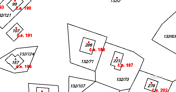 Seč 188, Lipová na parcele st. 286 v KÚ Seč u Lipové, Katastrální mapa