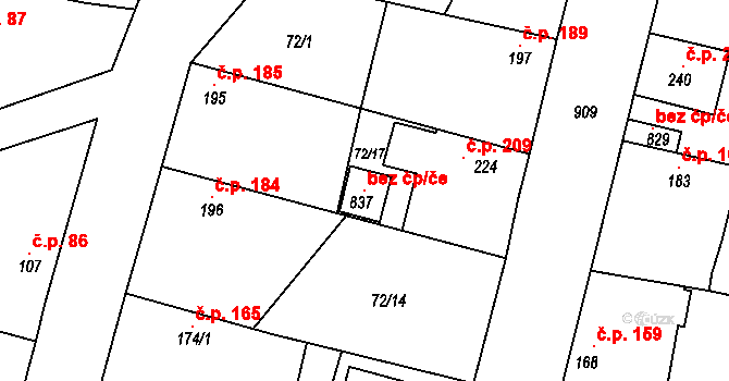 Sokoleč 119168839 na parcele st. 837 v KÚ Sokoleč, Katastrální mapa