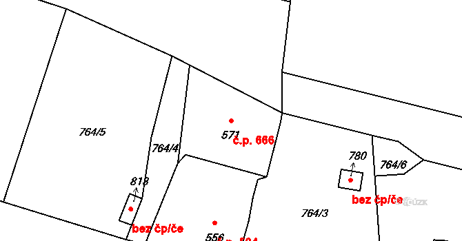 Lučany nad Nisou 666 na parcele st. 571 v KÚ Lučany nad Nisou, Katastrální mapa