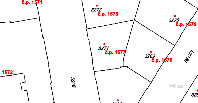 Jihlava 1577 na parcele st. 3271 v KÚ Jihlava, Katastrální mapa