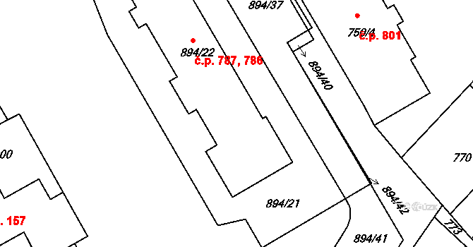Ivanovice na Hané 787 na parcele st. 894/23 v KÚ Ivanovice na Hané, Katastrální mapa