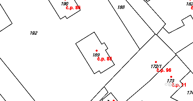 Edrovice 85, Rýmařov na parcele st. 189 v KÚ Edrovice, Katastrální mapa