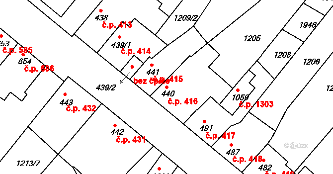 Brandýs nad Labem 416, Brandýs nad Labem-Stará Boleslav na parcele st. 440 v KÚ Brandýs nad Labem, Katastrální mapa