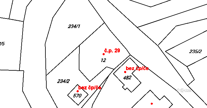 Jarošov nad Nežárkou 29 na parcele st. 12 v KÚ Jarošov nad Nežárkou, Katastrální mapa