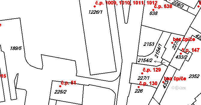 Úpice 1009,1010,1011,1012 na parcele st. 1226/1 v KÚ Úpice, Katastrální mapa