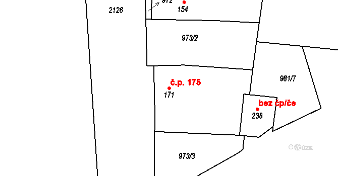 Lestkov 175 na parcele st. 171 v KÚ Lestkov, Katastrální mapa