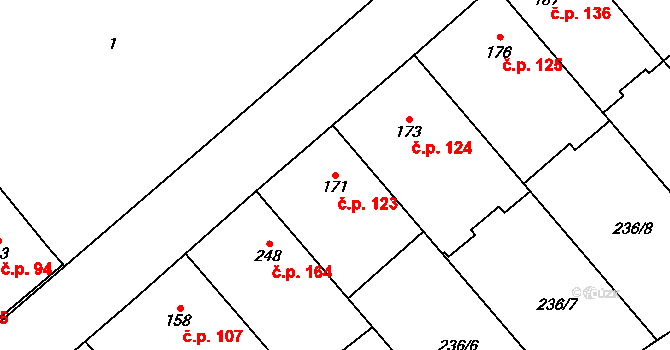 Štarnov 123 na parcele st. 171 v KÚ Štarnov, Katastrální mapa
