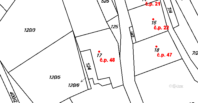 Sedlec 48, Vraclav na parcele st. 17 v KÚ Sedlec u Vraclavi, Katastrální mapa