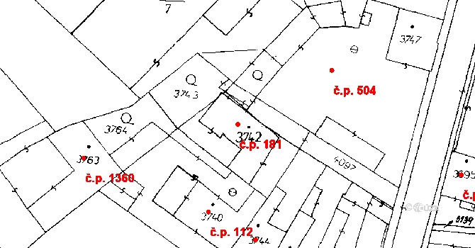 Poděbrady III 181, Poděbrady na parcele st. 3742 v KÚ Poděbrady, Katastrální mapa