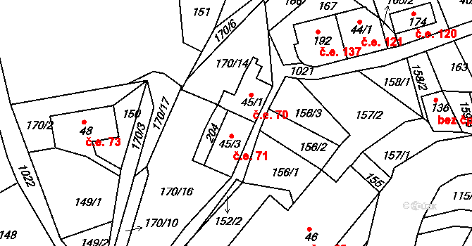 Horní Krupka 71, Krupka na parcele st. 45/3 v KÚ Horní Krupka, Katastrální mapa