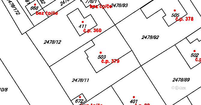 Horní Cerekev 379 na parcele st. 503 v KÚ Horní Cerekev, Katastrální mapa