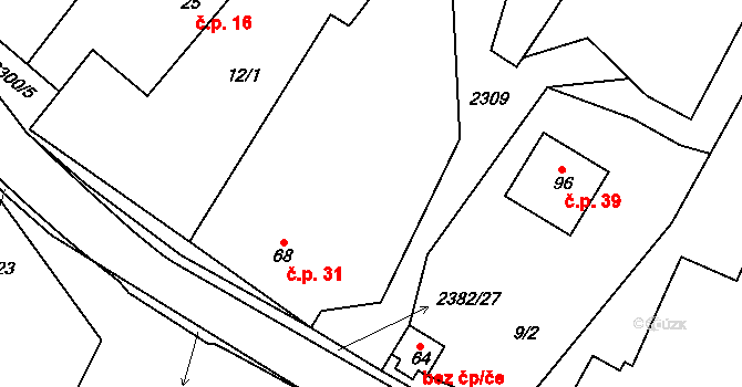 Salačova Lhota 31 na parcele st. 68 v KÚ Salačova Lhota, Katastrální mapa