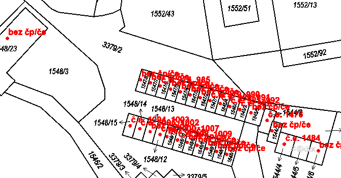 Pelhřimov 975,986 na parcele st. 1547/5 v KÚ Pelhřimov, Katastrální mapa