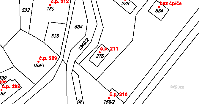 Liběchov 211 na parcele st. 275 v KÚ Liběchov, Katastrální mapa